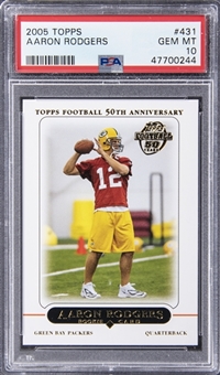2005 Topps #431 Aaron Rodgers Rookie Card - PSA GEM MT 10